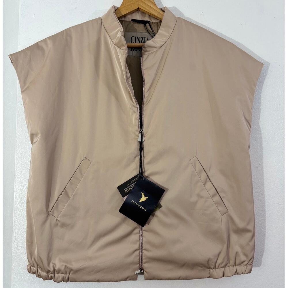 NWT CINZIA ROCCA Made in Italy Beige Vest Solid Sleeveless Women Size 6